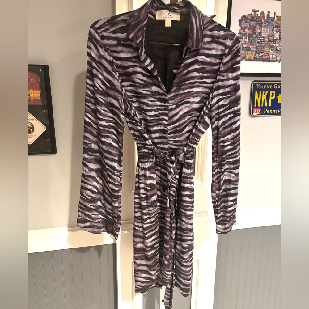 Cloth and Stone Size Small Purple Zebra Print Dress